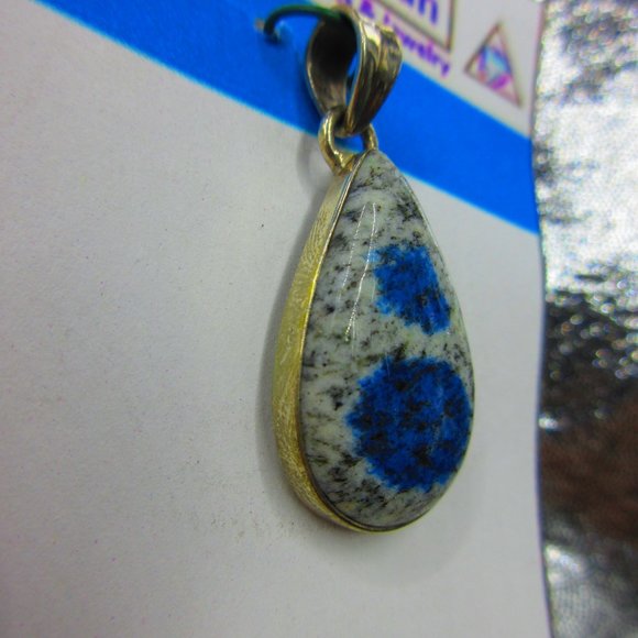 K2 Azurite In Granite Sterling Silver .925 Gemstone Pendant - Picture 3 of 5